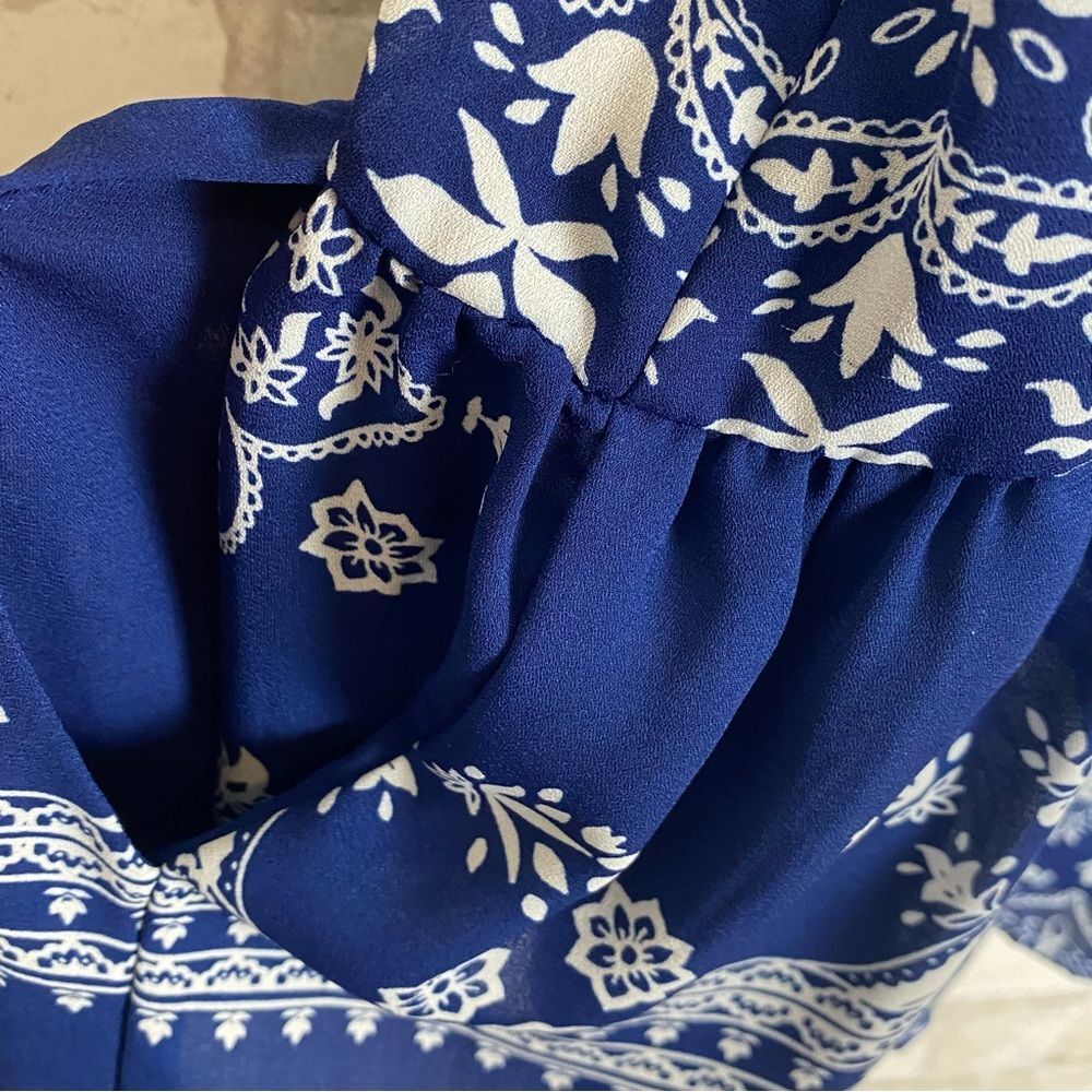 Lovers + Friends Blue & White Sleeveless Temple Dress Size M - Picture 9 of 16